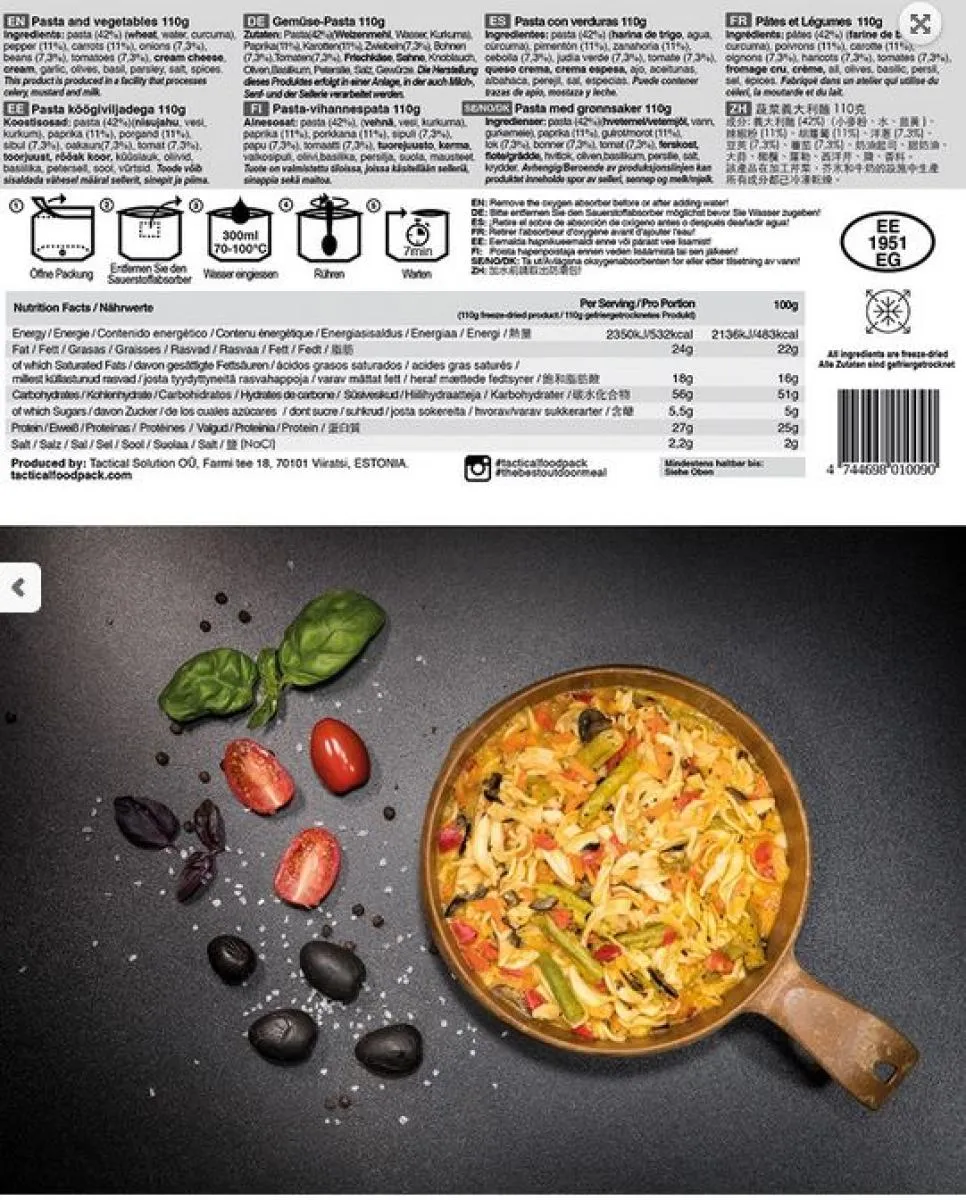 TACTICAL FOODPACK® PASTA AND VEGETABLES